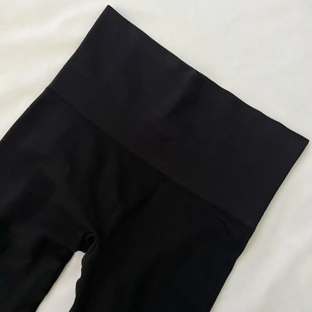 Spanx Shapewear Leggings Thick Waist Band Black Ripped texture size Small - Picture 2 of 5